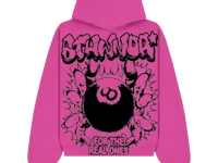 a pink hoodie with an image of a bowling ball